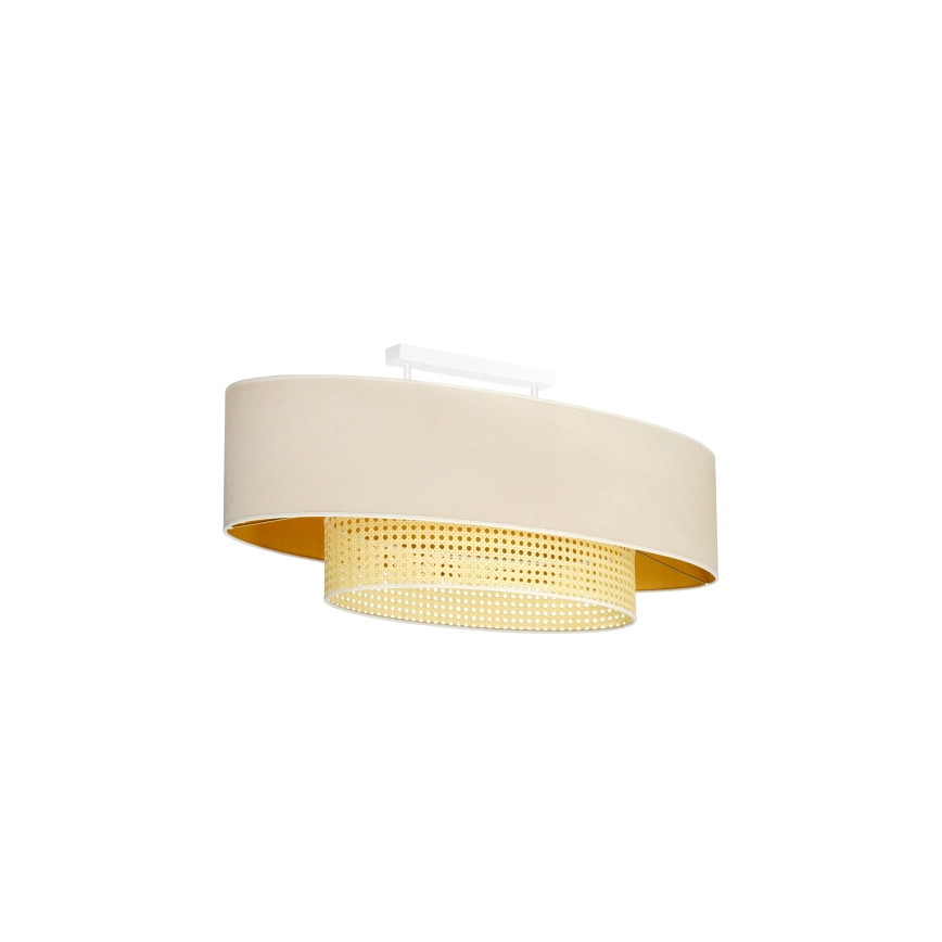 Duolla - Pinnale kinnitatav lühter DOUBLE OVAL RATTAN 2xE27/15W/230V kreemikas/rotang