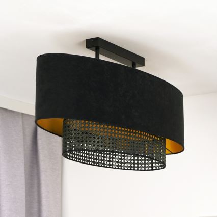 Duolla - Pinnale kinnitatav lühter DOUBLE OVAL RATTAN 2xE27/15W/230V must/rotang