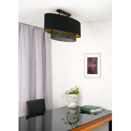 Duolla - Pinnale kinnitatav lühter DOUBLE OVAL RATTAN 2xE27/15W/230V must/rotang