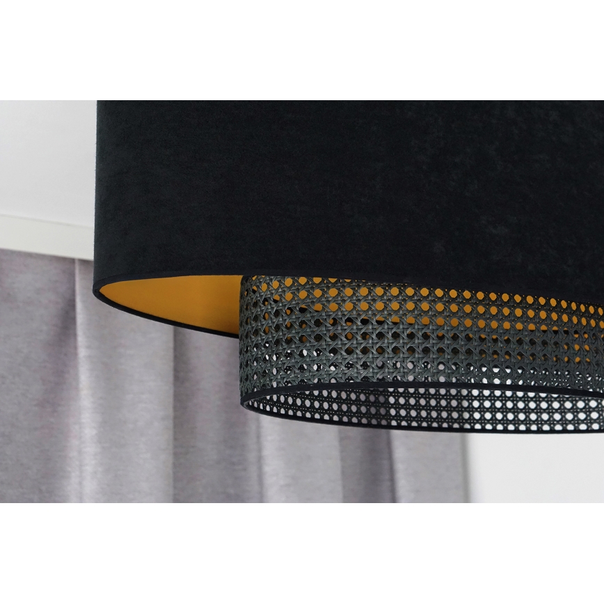Duolla - Pinnale kinnitatav lühter DOUBLE OVAL RATTAN 2xE27/15W/230V must/rotang
