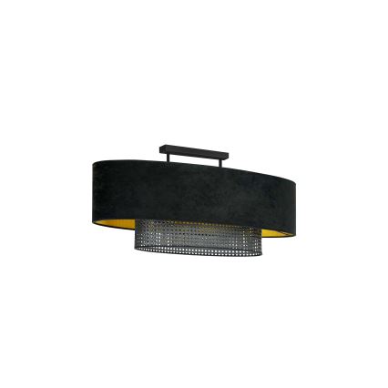 Duolla - Pinnale kinnitatav lühter DOUBLE OVAL RATTAN 2xE27/15W/230V must/rotang