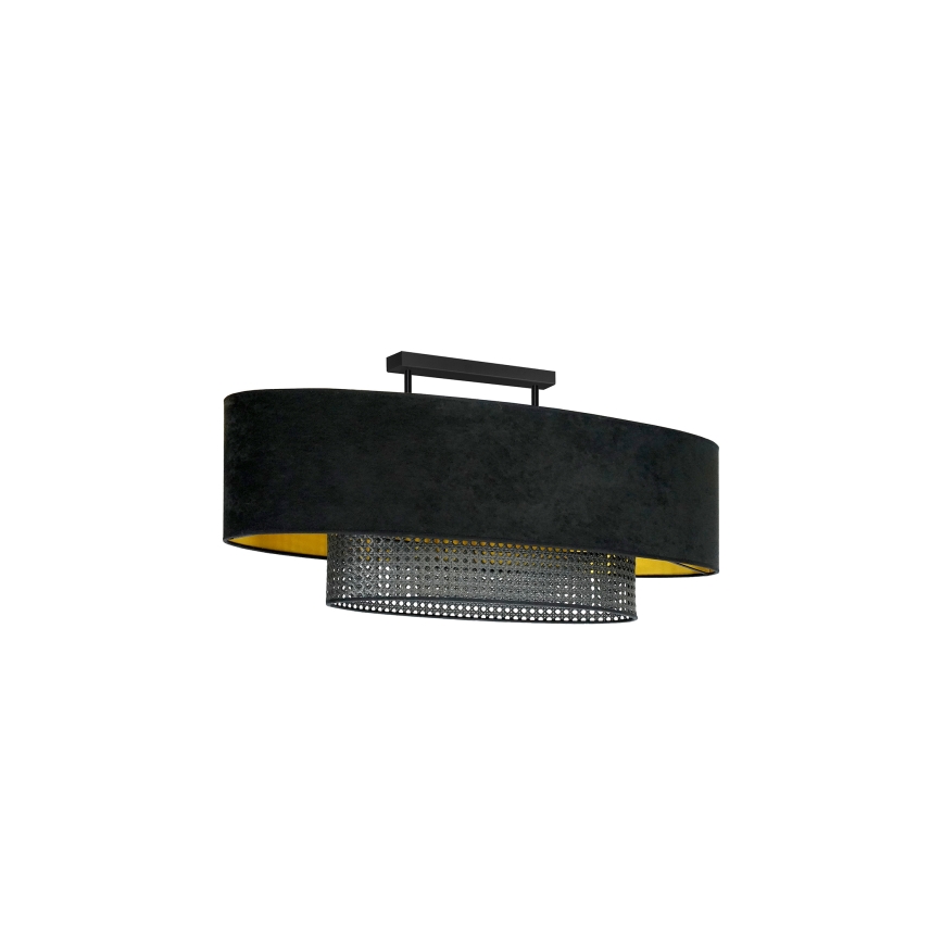 Duolla - Pinnale kinnitatav lühter DOUBLE OVAL RATTAN 2xE27/15W/230V must/rotang