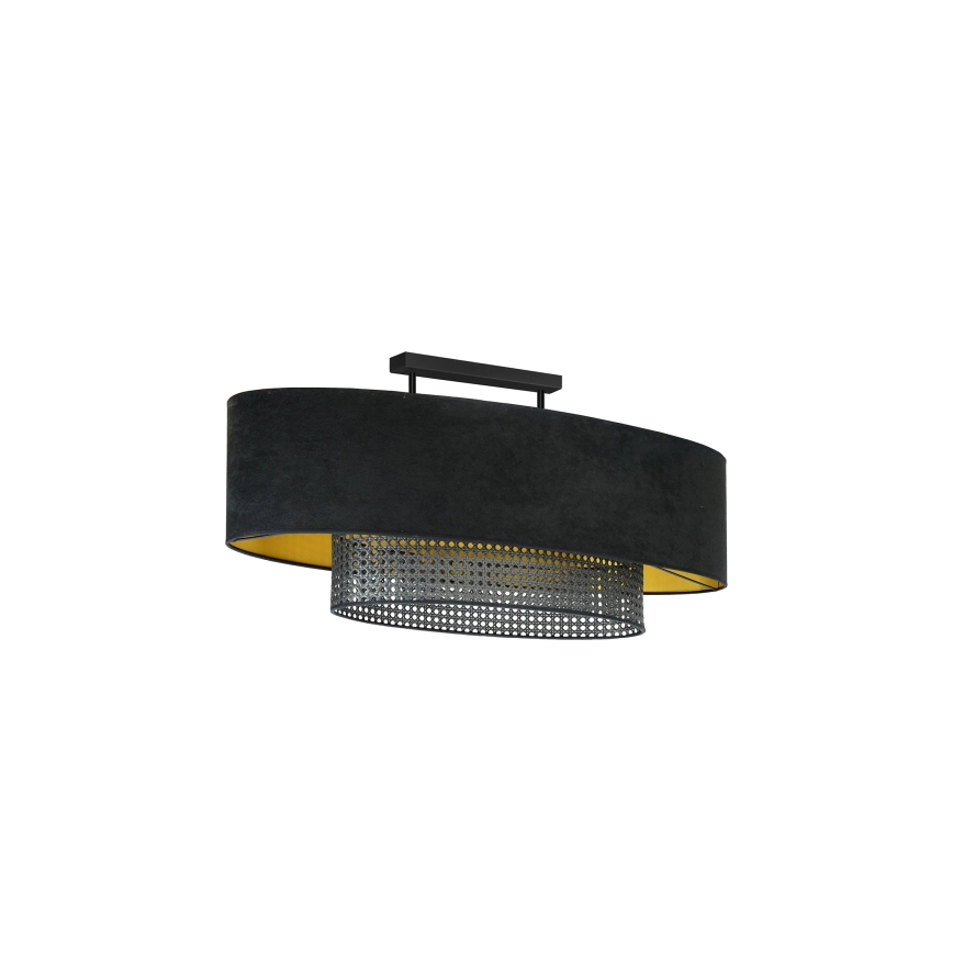 Duolla - Pinnale kinnitatav lühter DOUBLE OVAL RATTAN 2xE27/15W/230V must/rotang