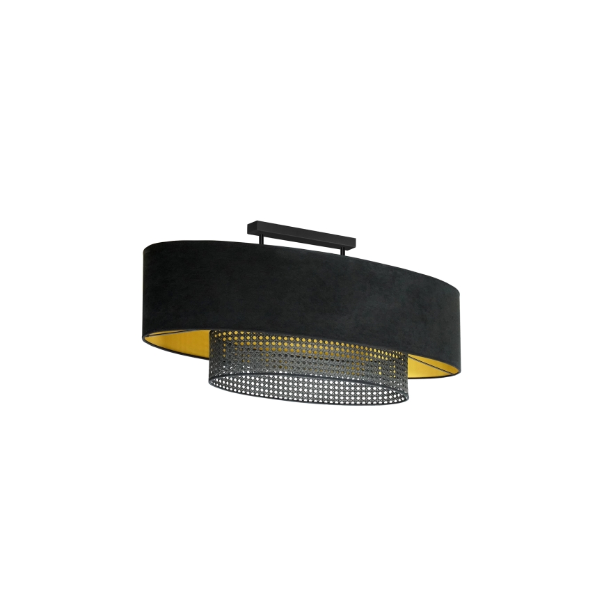 Duolla - Pinnale kinnitatav lühter DOUBLE OVAL RATTAN 2xE27/15W/230V must/rotang