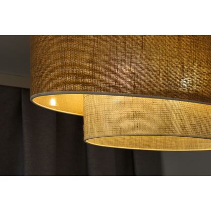 Duolla - Pinnale kinnitatav lühter DOUBLE OVAL YUTE 2xE27/15W/230V pruun/kreemikas