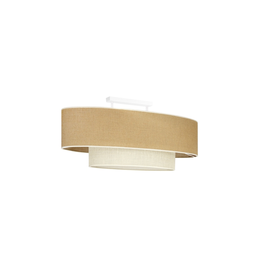 Duolla - Pinnale kinnitatav lühter DOUBLE OVAL YUTE 2xE27/15W/230V pruun/kreemikas
