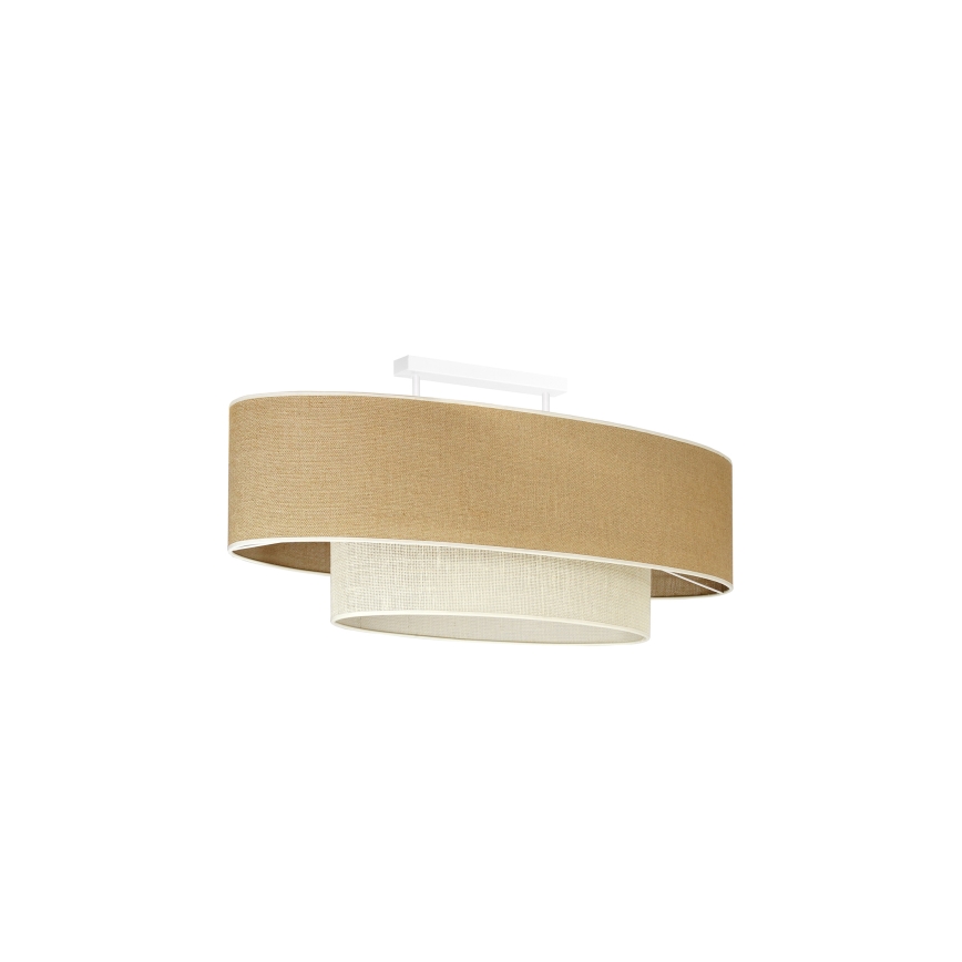 Duolla - Pinnale kinnitatav lühter DOUBLE OVAL YUTE 2xE27/15W/230V pruun/kreemikas
