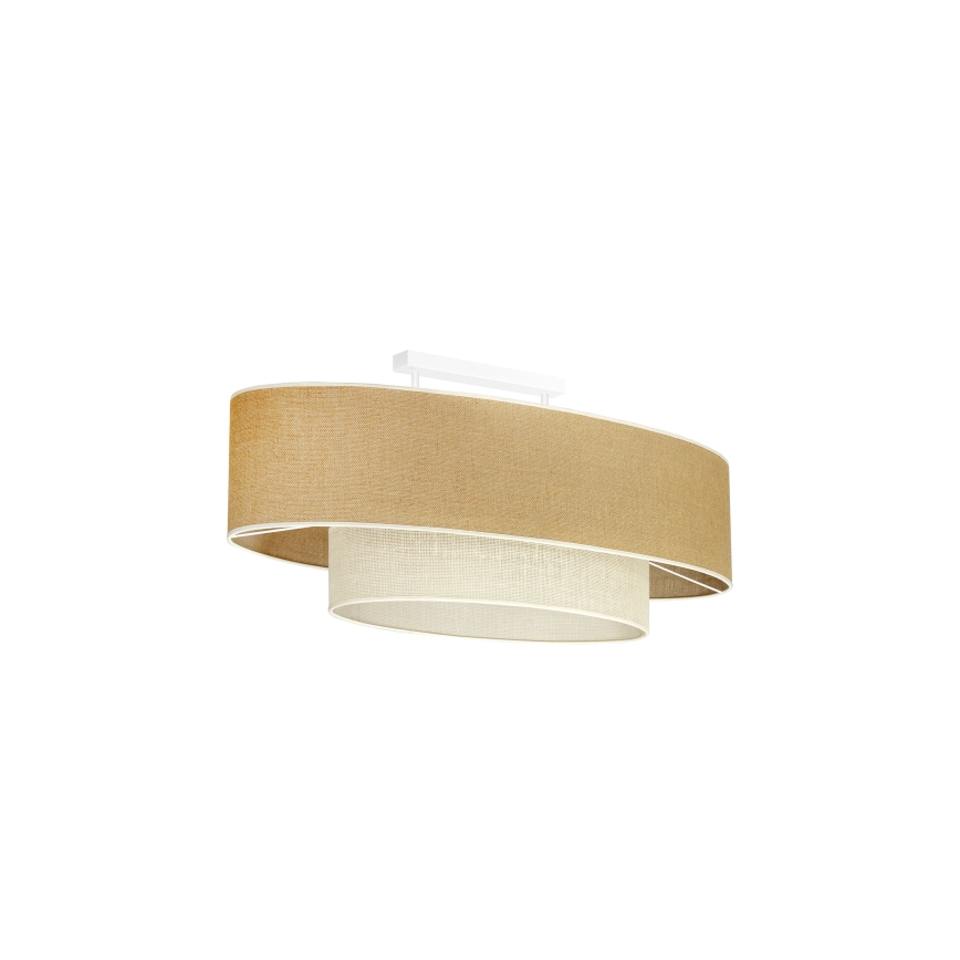 Duolla - Pinnale kinnitatav lühter DOUBLE OVAL YUTE 2xE27/15W/230V pruun/kreemikas