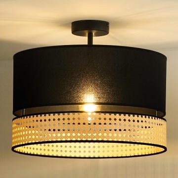 Duolla - Pinnale kinnitatav lühter DOUBLE RATTAN 1xE27/15W/230V d. 40 cm must/beež