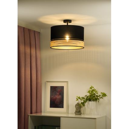 Duolla - Pinnale kinnitatav lühter DOUBLE RATTAN 1xE27/15W/230V d. 40 cm must/beež