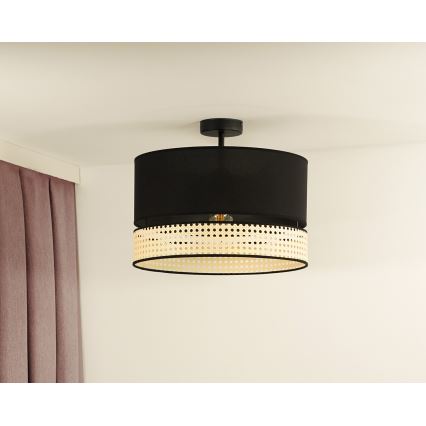 Duolla - Pinnale kinnitatav lühter DOUBLE RATTAN 1xE27/15W/230V d. 40 cm must/beež