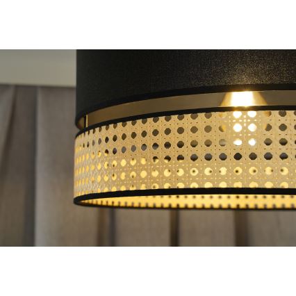 Duolla - Pinnale kinnitatav lühter DOUBLE RATTAN 1xE27/15W/230V d. 40 cm must/beež
