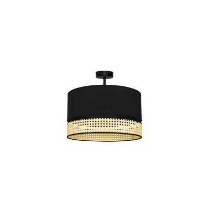 Duolla - Pinnale kinnitatav lühter DOUBLE RATTAN 1xE27/15W/230V d. 40 cm must/beež