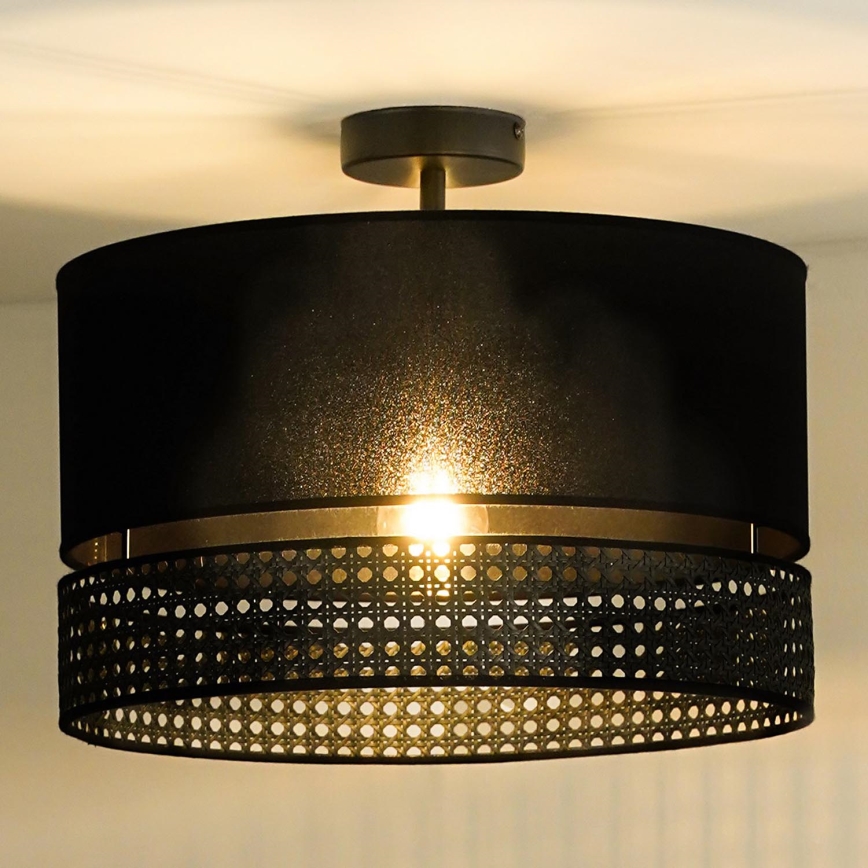 Duolla - Pinnale kinnitatav lühter DOUBLE RATTAN 1xE27/15W/230V d. 40 cm must