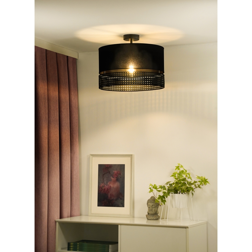 Duolla - Pinnale kinnitatav lühter DOUBLE RATTAN 1xE27/15W/230V d. 40 cm must