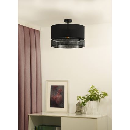 Duolla - Pinnale kinnitatav lühter DOUBLE RATTAN 1xE27/15W/230V d. 40 cm must