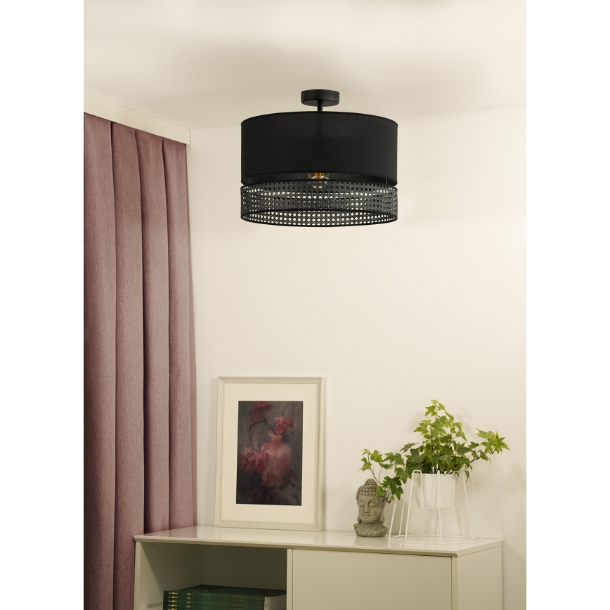 Duolla - Pinnale kinnitatav lühter DOUBLE RATTAN 1xE27/15W/230V d. 40 cm must