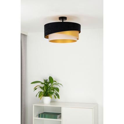 Duolla - Pinnale kinnitatav lühter KOBO 1xE27/15W/230V d. 45 cm must/kuldne/kreemikas