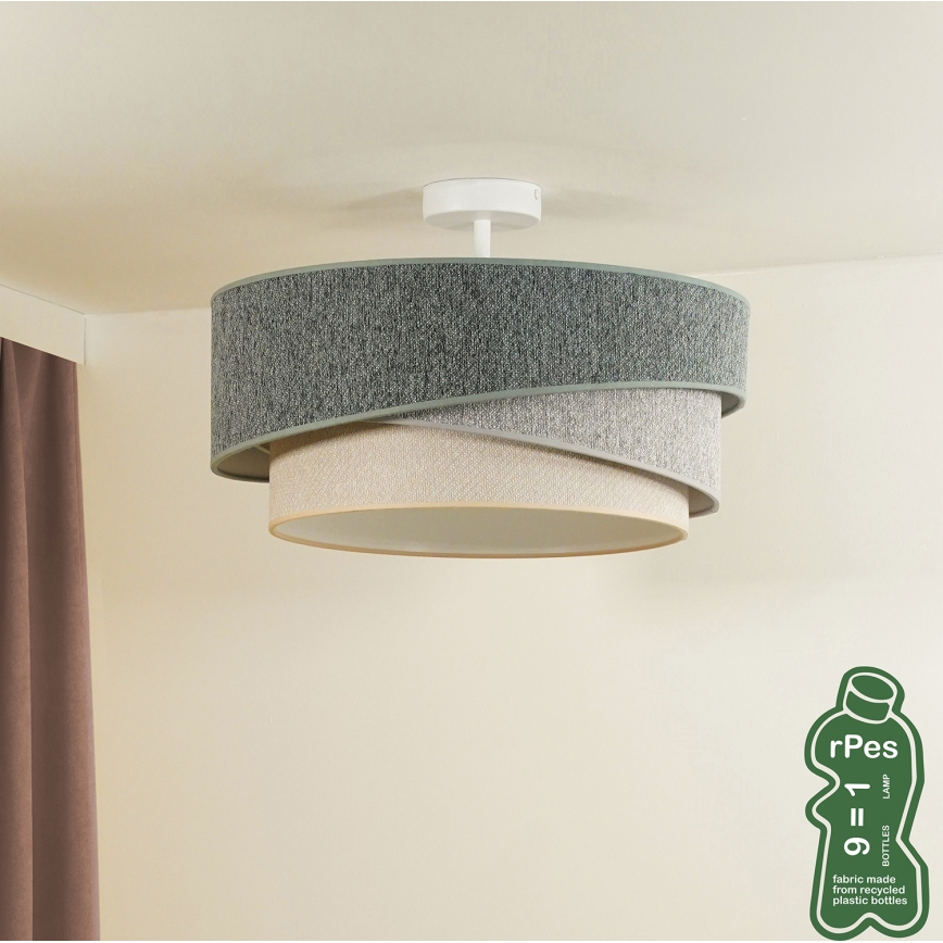 Duolla - Pinnale kinnitatav lühter KOBO ECO RECYCLING 1xE27/15W/230V d. 45 cm roheline/hall/kreemikas