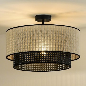 Duolla - Pinnale kinnitatav lühter RATTAN YUTE 1xE27/15W/230V d. 45 cm kreemikas/must
