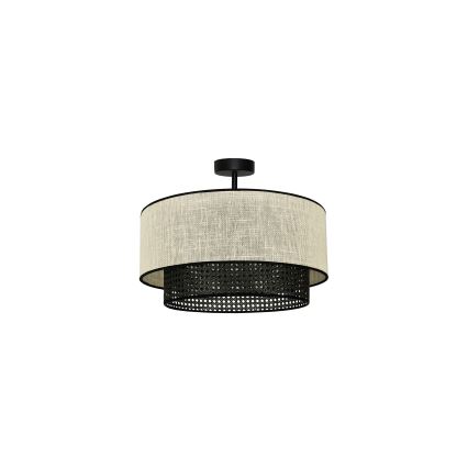 Duolla - Pinnale kinnitatav lühter RATTAN YUTE 1xE27/15W/230V d. 45 cm kreemikas/must