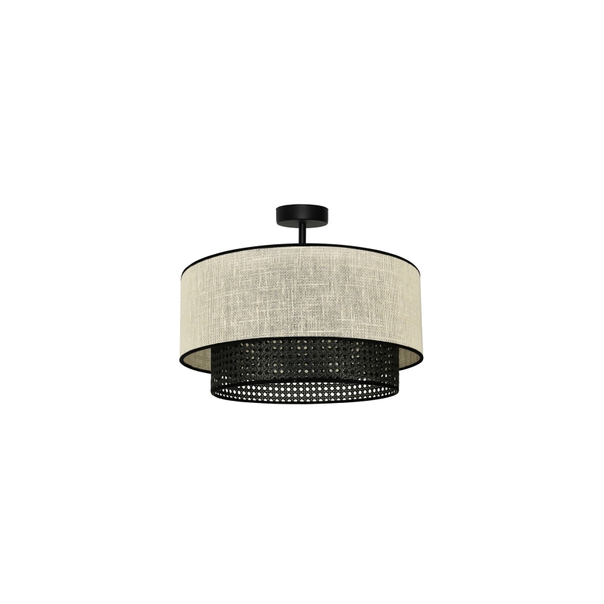 Duolla - Pinnale kinnitatav lühter RATTAN YUTE 1xE27/15W/230V d. 45 cm kreemikas/must