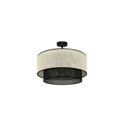 Duolla - Pinnale kinnitatav lühter RATTAN YUTE 1xE27/15W/230V d. 45 cm kreemikas/must