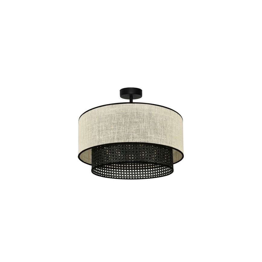 Duolla - Pinnale kinnitatav lühter RATTAN YUTE 1xE27/15W/230V d. 45 cm kreemikas/must