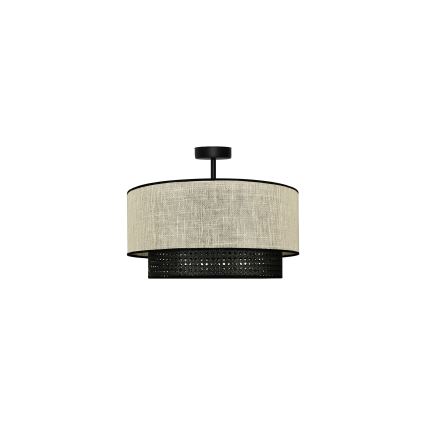 Duolla - Pinnale kinnitatav lühter RATTAN YUTE 1xE27/15W/230V d. 45 cm kreemikas/must