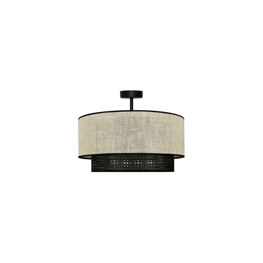 Duolla - Pinnale kinnitatav lühter RATTAN YUTE 1xE27/15W/230V d. 45 cm kreemikas/must