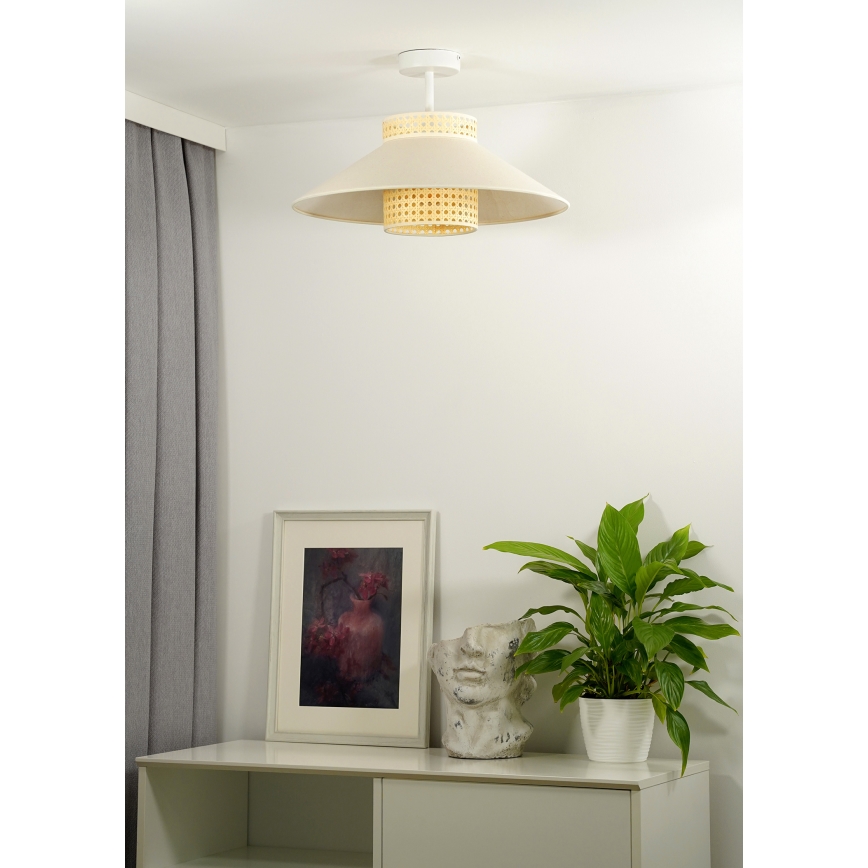 Duolla - Pinnale kinnitatav lühter RIO RATTAN 1xE27/15W/230V d. 45 cm beež/rotang