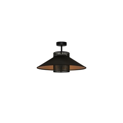 Duolla - Pinnale kinnitatav lühter RIO RATTAN 1xE27/15W/230V d. 45 cm must/kuldne