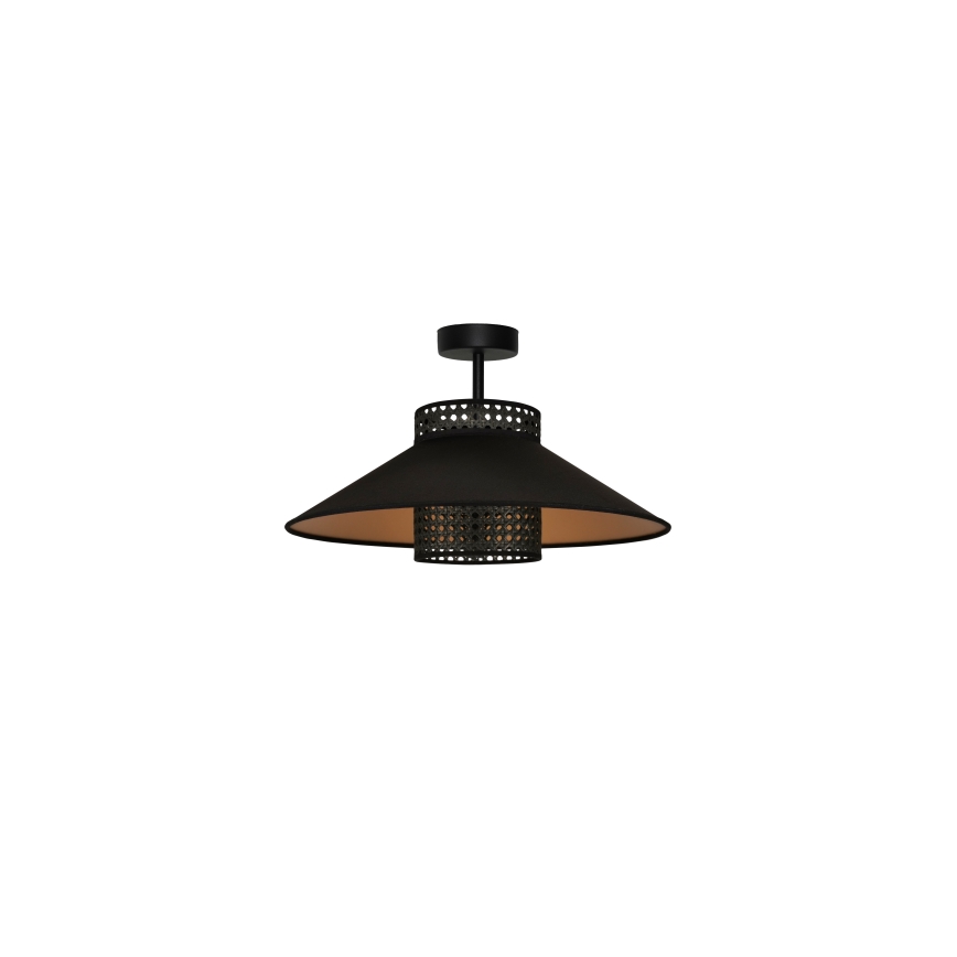 Duolla - Pinnale kinnitatav lühter RIO RATTAN 1xE27/15W/230V d. 45 cm must/kuldne