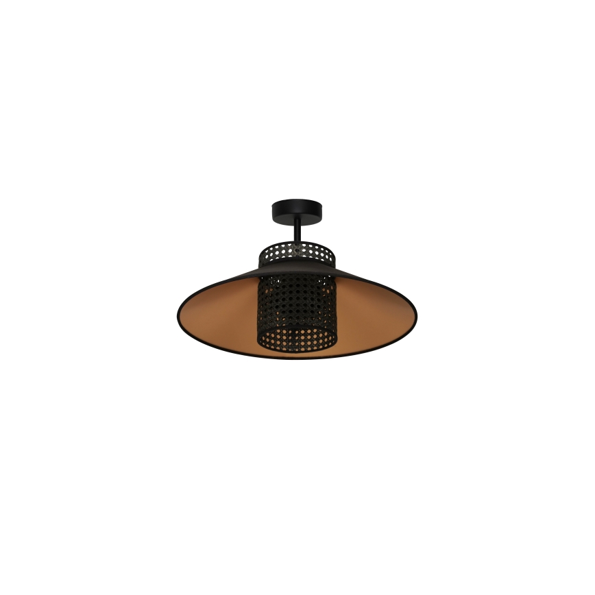 Duolla - Pinnale kinnitatav lühter RIO RATTAN 1xE27/15W/230V d. 45 cm must/kuldne