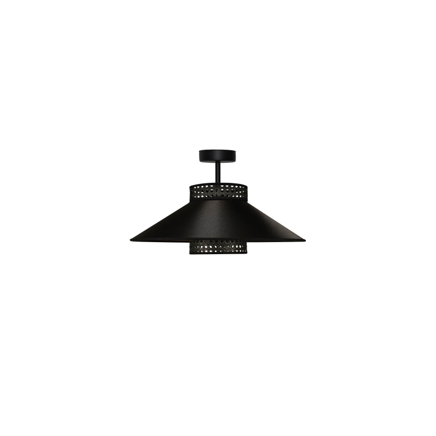 Duolla - Pinnale kinnitatav lühter RIO RATTAN 1xE27/15W/230V d. 45 cm must/kuldne