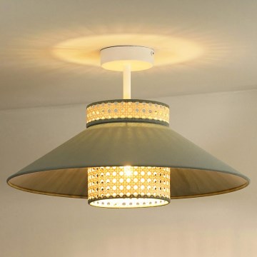 Duolla - Pinnale kinnitatav lühter RIO RATTAN 1xE27/15W/230V d. 45 cm roheline/rotang