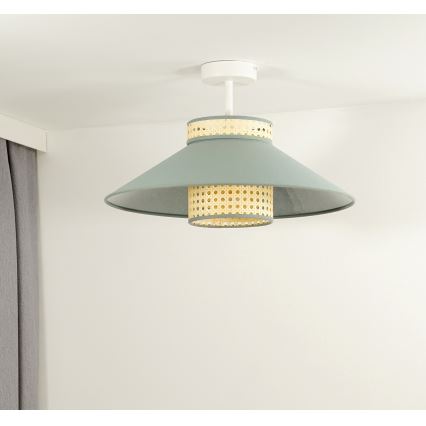 Duolla - Pinnale kinnitatav lühter RIO RATTAN 1xE27/15W/230V d. 45 cm roheline/rotang