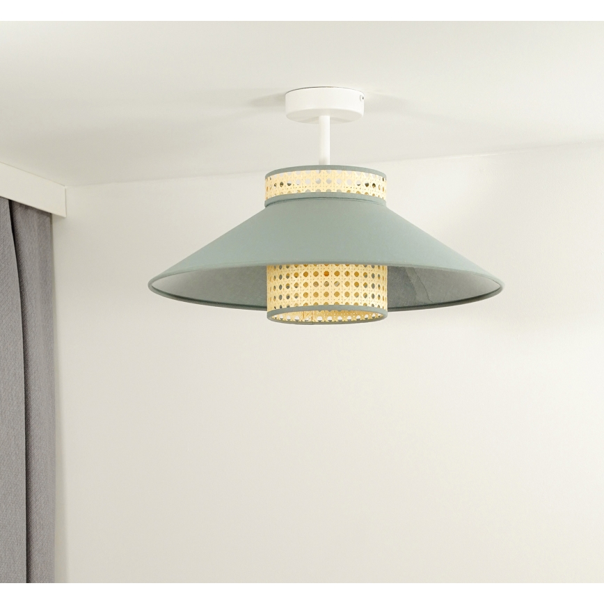 Duolla - Pinnale kinnitatav lühter RIO RATTAN 1xE27/15W/230V d. 45 cm roheline/rotang