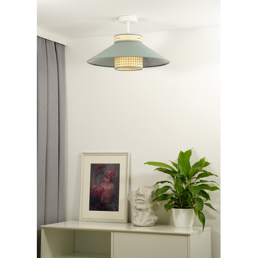 Duolla - Pinnale kinnitatav lühter RIO RATTAN 1xE27/15W/230V d. 45 cm roheline/rotang
