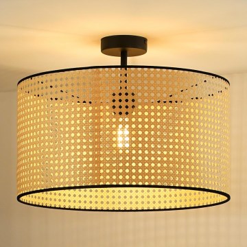 Duolla - Pinnale kinnitatav lühter ROLLER RATTAN 1xE27/15W/230V d. 45 cm beež/must