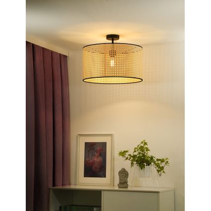 Duolla - Pinnale kinnitatav lühter ROLLER RATTAN 1xE27/15W/230V d. 45 cm beež/must