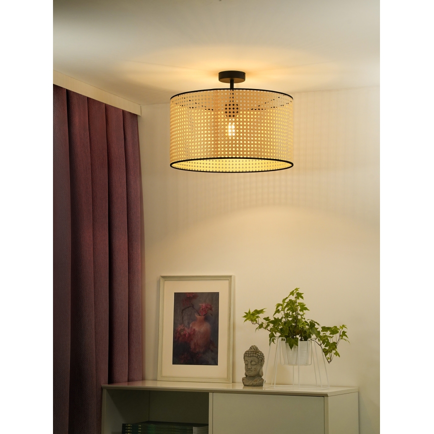 Duolla - Pinnale kinnitatav lühter ROLLER RATTAN 1xE27/15W/230V d. 45 cm beež/must
