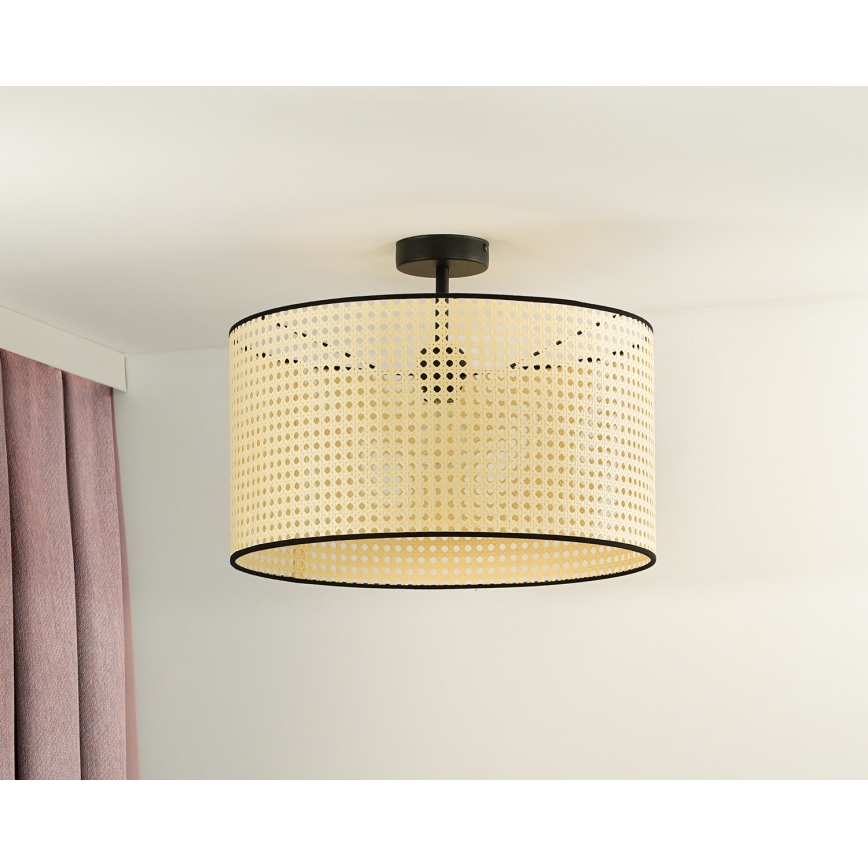 Duolla - Pinnale kinnitatav lühter ROLLER RATTAN 1xE27/15W/230V d. 45 cm beež/must