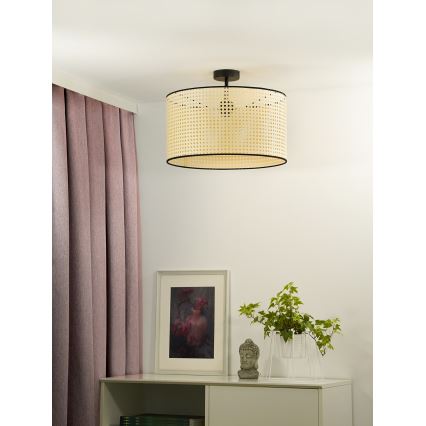 Duolla - Pinnale kinnitatav lühter ROLLER RATTAN 1xE27/15W/230V d. 45 cm beež/must