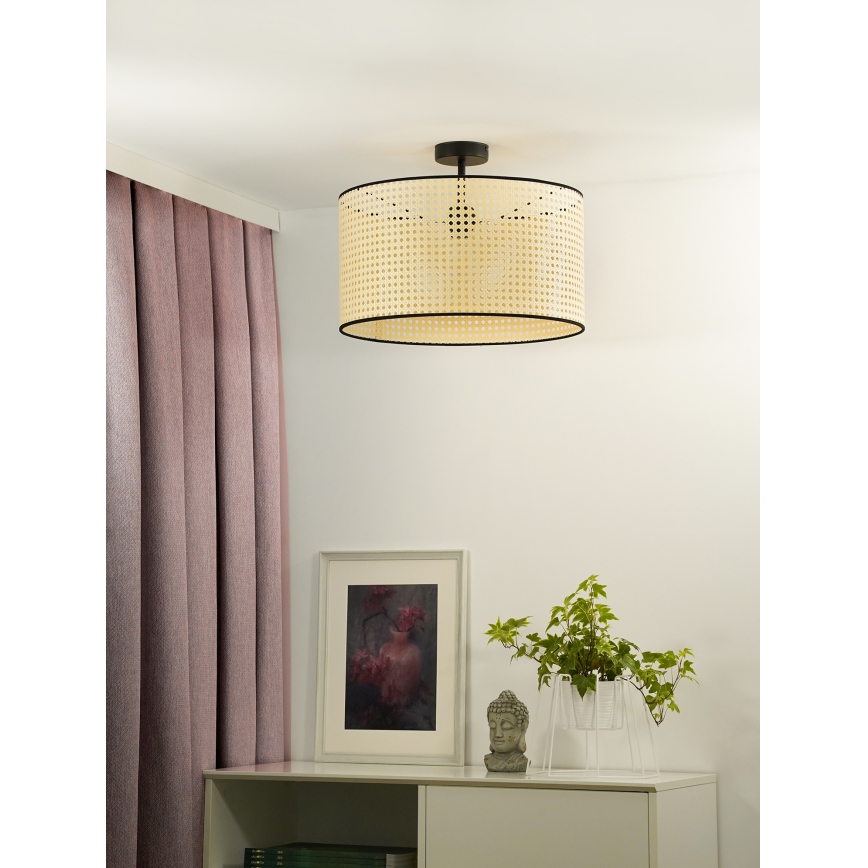 Duolla - Pinnale kinnitatav lühter ROLLER RATTAN 1xE27/15W/230V d. 45 cm beež/must
