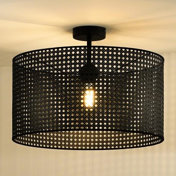 Duolla - Pinnale kinnitatav lühter ROLLER RATTAN 1xE27/15W/230V d. 45 cm must
