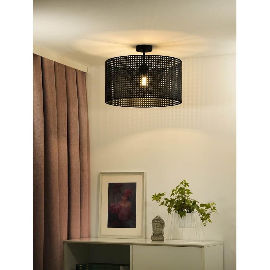 Duolla - Pinnale kinnitatav lühter ROLLER RATTAN 1xE27/15W/230V d. 45 cm must