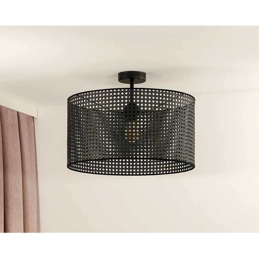 Duolla - Pinnale kinnitatav lühter ROLLER RATTAN 1xE27/15W/230V d. 45 cm must