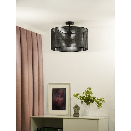 Duolla - Pinnale kinnitatav lühter ROLLER RATTAN 1xE27/15W/230V d. 45 cm must