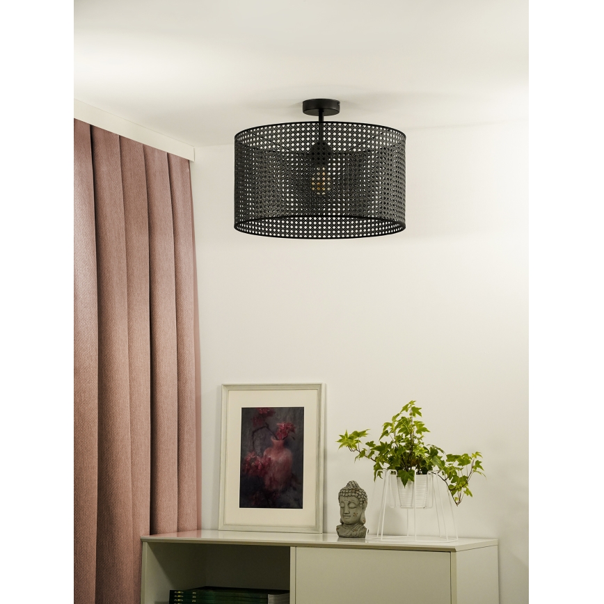 Duolla - Pinnale kinnitatav lühter ROLLER RATTAN 1xE27/15W/230V d. 45 cm must